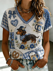 Women's Oktoberfest Munich Dachshund Print T-shirt
