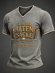 Men's Funny Slogan Print V-neck T-Shirt