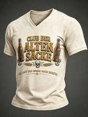 Men's Funny Slogan Print V-neck T-Shirt