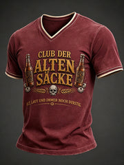 Men's Funny Slogan Print V-neck T-Shirt