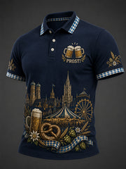 Herren-Oktoberfest Prost! Bedrucktes Freizeit-Poloshirt