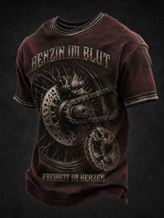 Herren-T-Shirt mit Aufdruck „BENZIN IM BLUT FREIHEIT IM HERZEN“