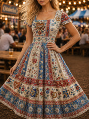 Damen Oktoberfest Print Kleid