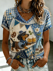 Frauen Oktoberfest München Dackel Print T-Shirt