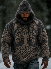 Herren-Viking-Vintage-keltischer flaneller warmer Kapuzenpullover