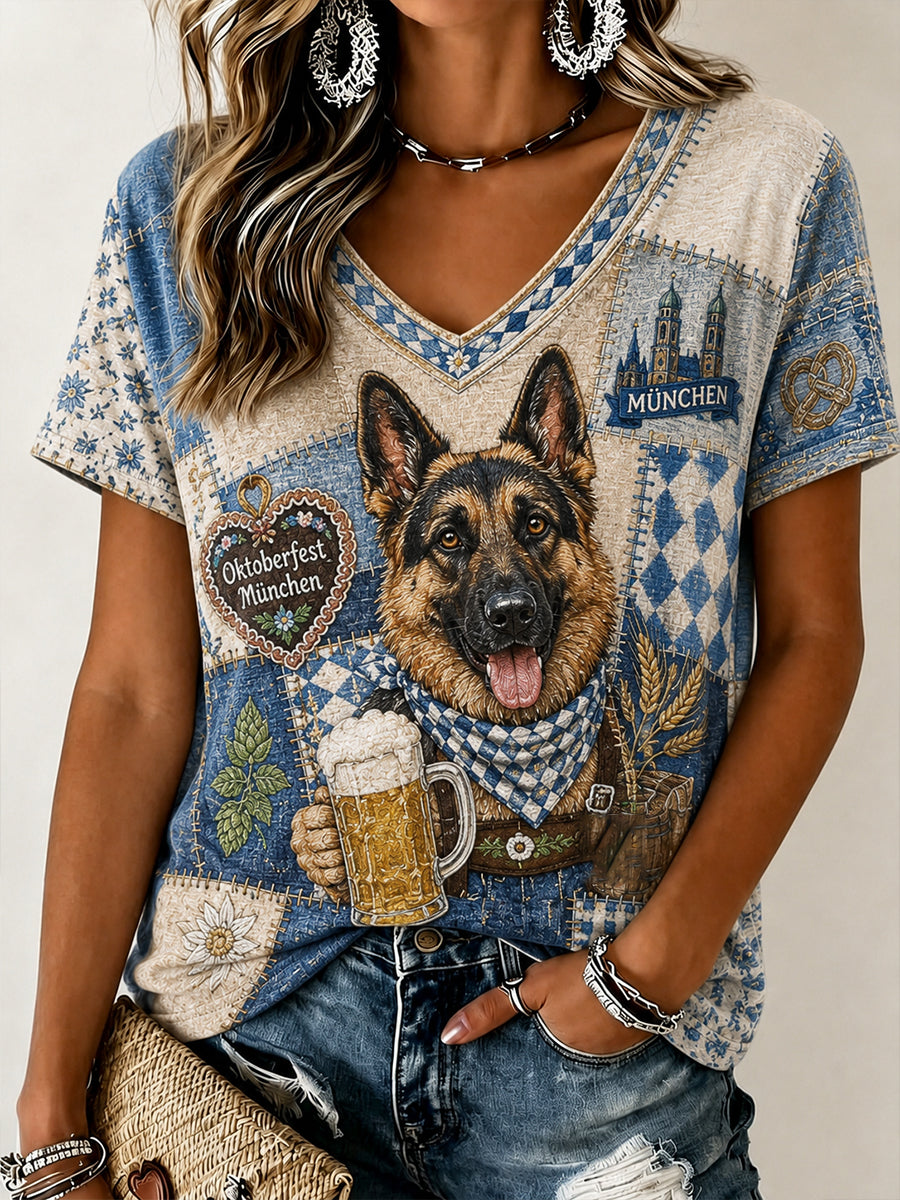 Women's Oktoberfest Munich Dachshund Print T-shirt