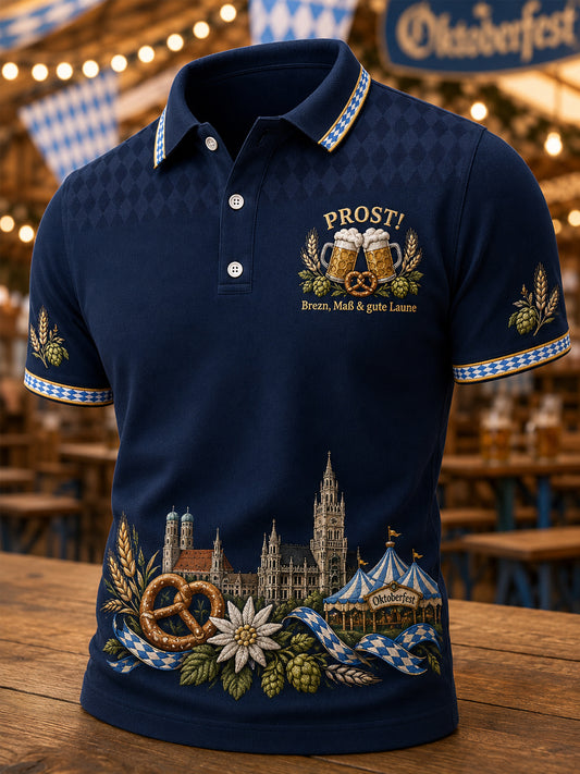 Men's Oktoberfest Prost! Print Casual Polo Shirt