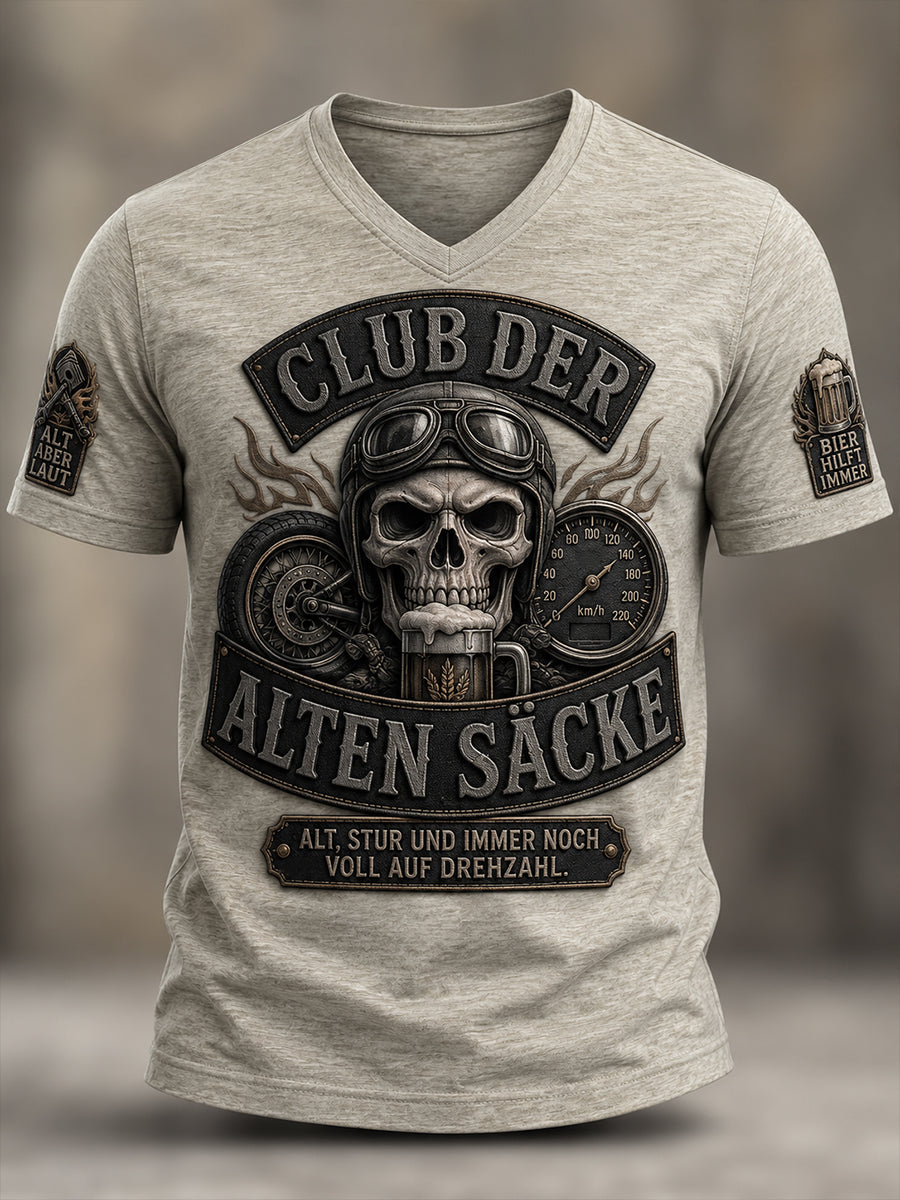 Men's Fun Slogan Print Casual V-neck T-shirt