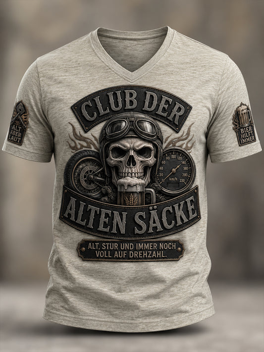 Men's Fun Slogan Print Casual V-neck T-shirt