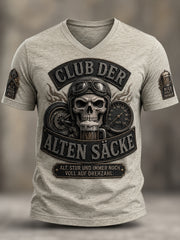 Men's Fun Slogan Print Casual V-neck T-shirt