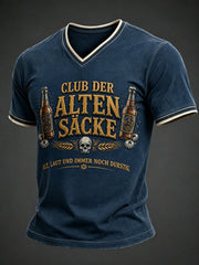 Men's Funny Slogan Print V-neck T-Shirt