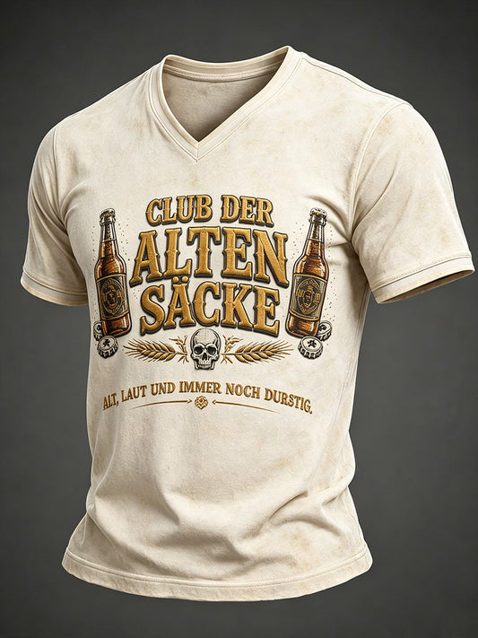 Men's Funny Slogan Print V-neck T-Shirt
