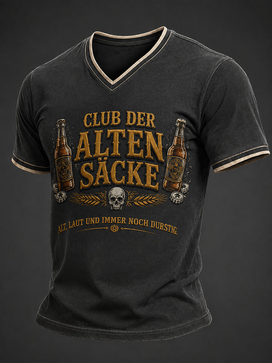Men's Funny Slogan Print V-neck T-Shirt