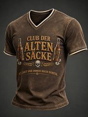 Men's Funny Slogan Print V-neck T-Shirt