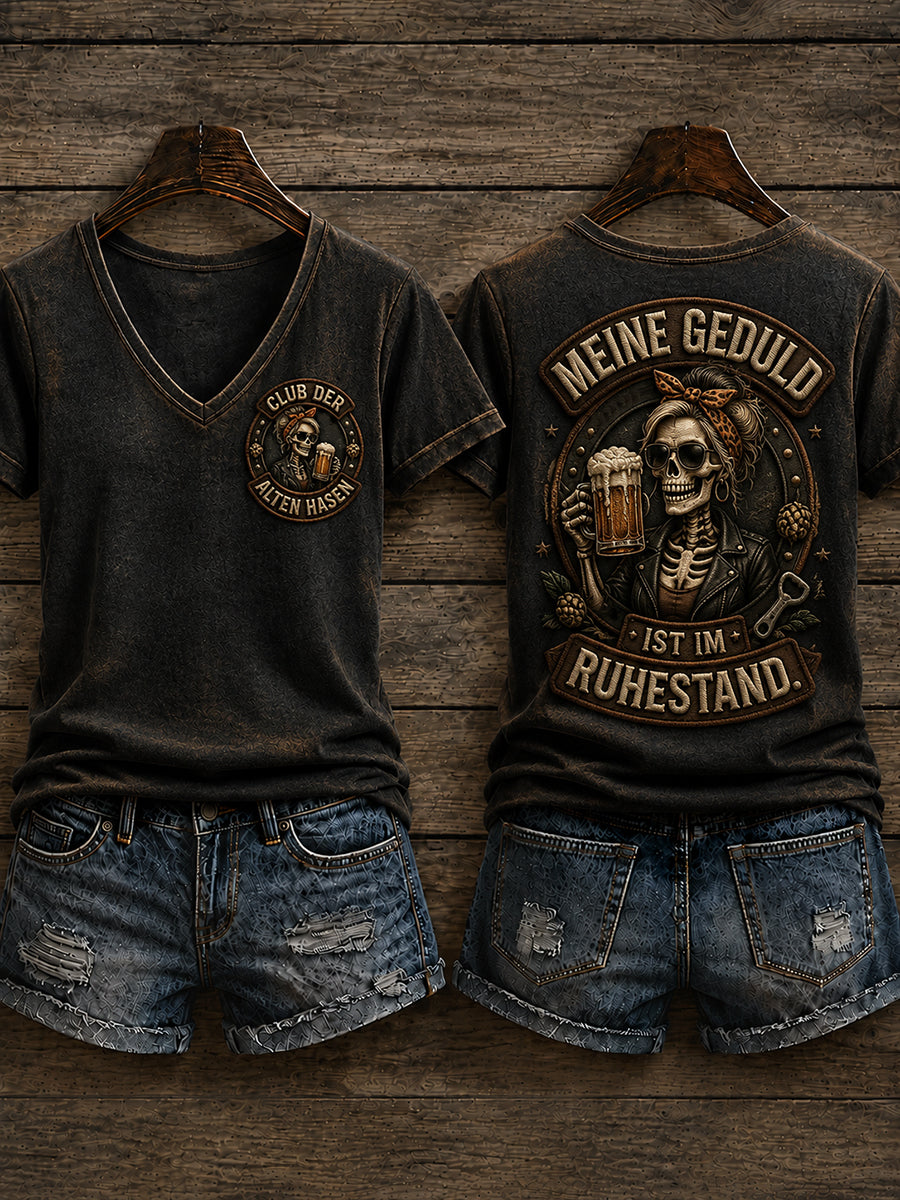 Women's Funny Slogan Print V-neck T-Shirt