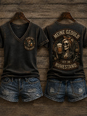 Women's Funny Slogan Print V-neck T-Shirt