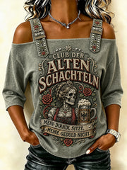 Women's Funny Oktoberfest Print Beer Lover 3/4 sleeve T-shirt