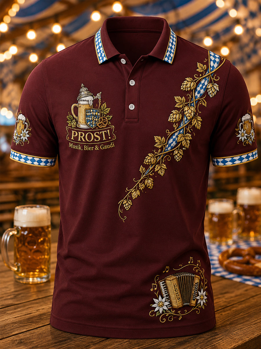 Herren-Oktoberfest Prost! Bedrucktes Freizeit-Poloshirt