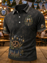 Herren-Oktoberfest Prost! Bedrucktes Freizeit-Poloshirt