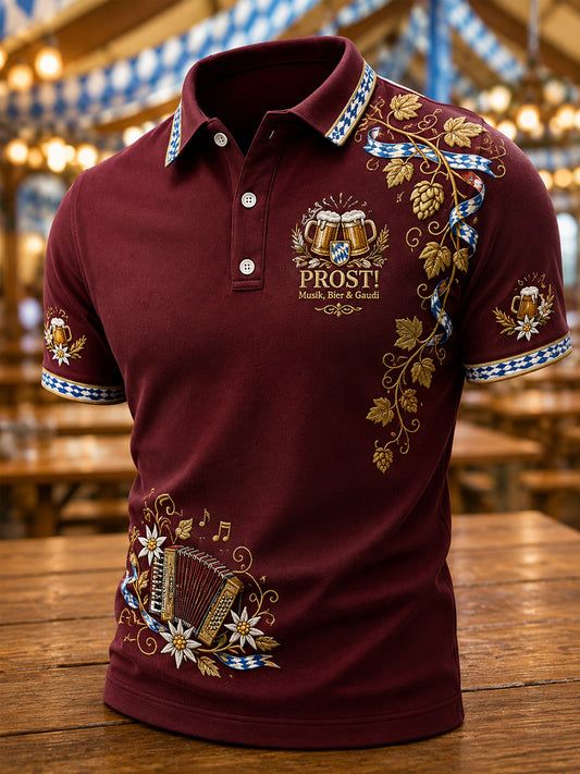 Herren-Oktoberfest Prost! Bedrucktes Freizeit-Poloshirt