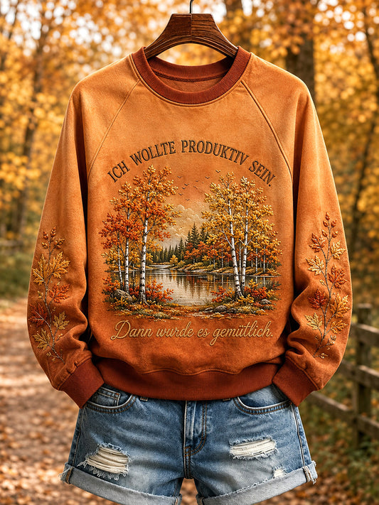Damen-Sweatshirt mit Raglanärmeln und Herbst-Print