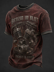 Herren-T-Shirt mit Aufdruck „BENZIN IM BLUT FREIHEIT IM HERZEN“