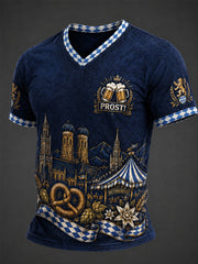 Herren-Oktoberfest Prost! Casual V-Ausschnitt T-Shirt drucken