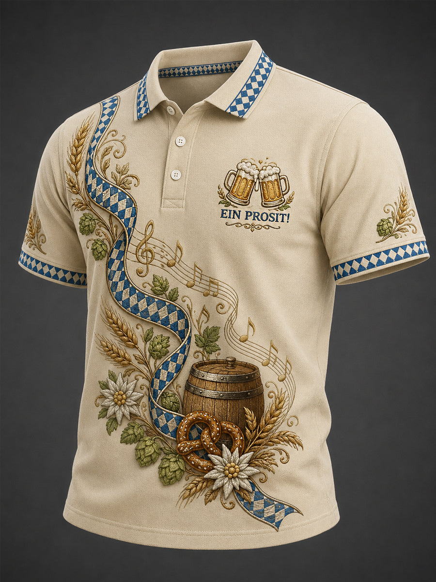 Herren-Oktoberfest Prost! Bedrucktes Freizeit-Poloshirt