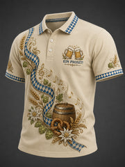 Herren-Oktoberfest Prost! Bedrucktes Freizeit-Poloshirt