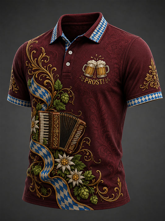 Herren-Oktoberfest Prost! Bedrucktes Freizeit-Poloshirt