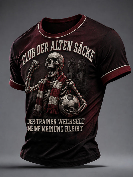 Herren-Lustiges Fußballfan-Print-T-Shirt mit kurzen Ärmeln