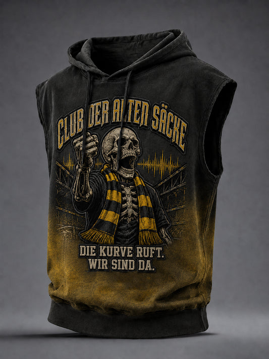 Lustiges ärmelloses Kapuzensweatshirt für Herren mit Fußballfan-Print
