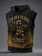 Lustiges ärmelloses Kapuzensweatshirt für Herren mit Fußballfan-Print