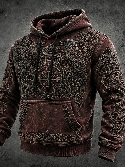 Vintage Vintage Viking inspirierter keltischer Druck Vintage-Kapuzen pullover für Herren