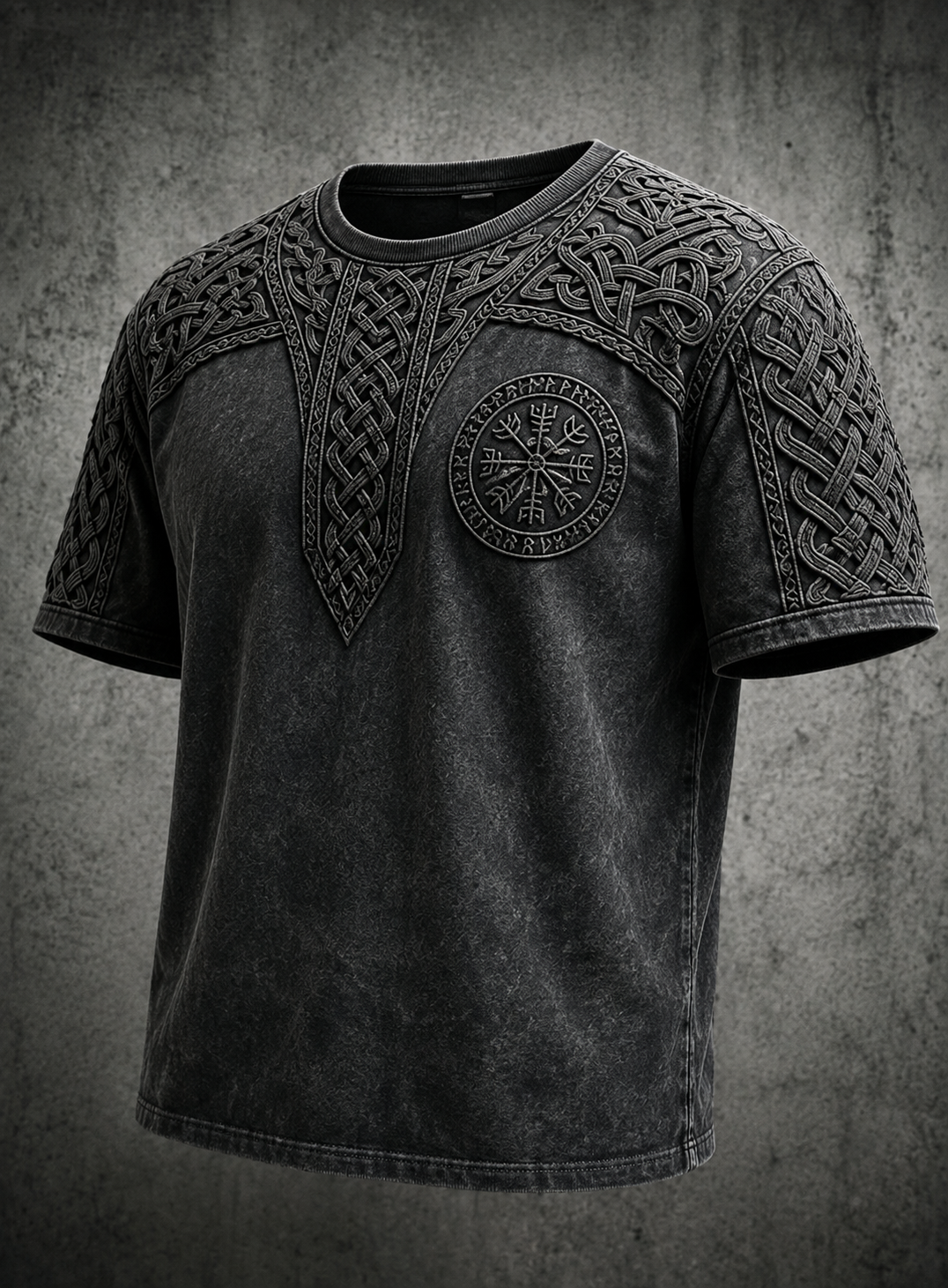 Herren-Retro-Viking-Valknut-T-Shirt mit kurzen Ärmeln