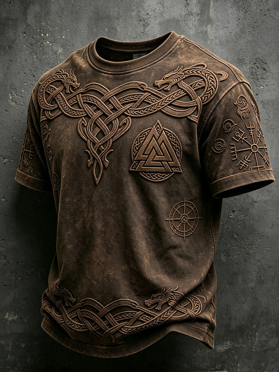 Herren Viking inspirierte Kunst keltischer Druck kurze Ärmel T-Shirt