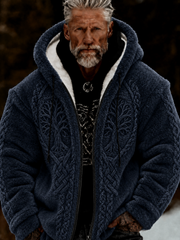 Herren-Viking-Keltenkunst-Plüsch-Kuscheljacke mit Reißverschluss und Kapuze