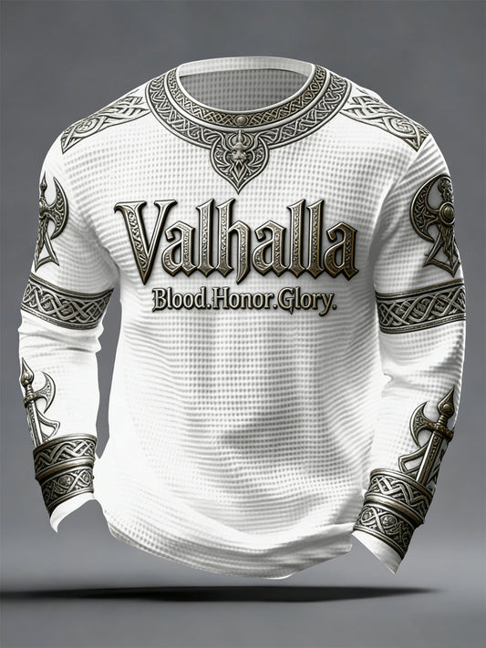 Herren Walhalla-Waffel oberteil im Viking-Stil