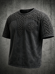 Herren Retro Viking Valknut T-Shirt mit kurzen Ärmeln