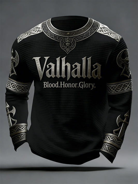 Herren Walhalla-Waffel oberteil im Viking-Stil