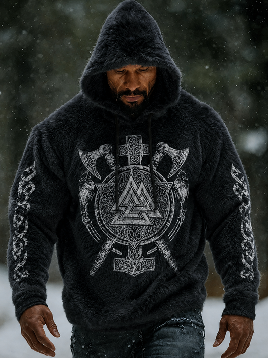 Herren-Viking-Vintage-keltischer flaneller warmer Kapuzenpullover