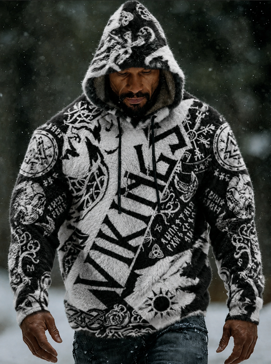 Herren-Viking-Vintage-keltischer flaneller warmer Kapuzenpullover