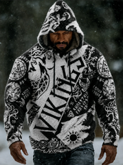 Herren-Viking-Vintage-keltischer flaneller warmer Kapuzenpullover