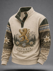 Herren-Sweatshirt im deutschen bayerischen Stil mit vier Knöpfen und Henley-Ausschnitt